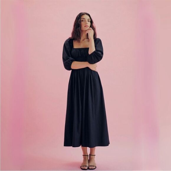 NWT Reformation Bennie midi dress in black - Picture 3 of 15